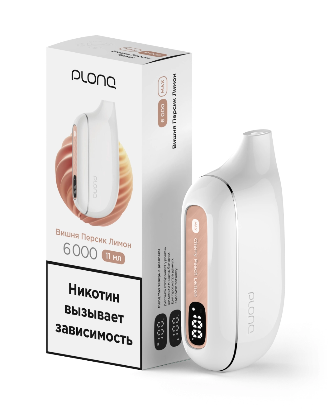 картинка Plonq MAX 6000 - Вишня Персик Лимон от магазина BigSmoke