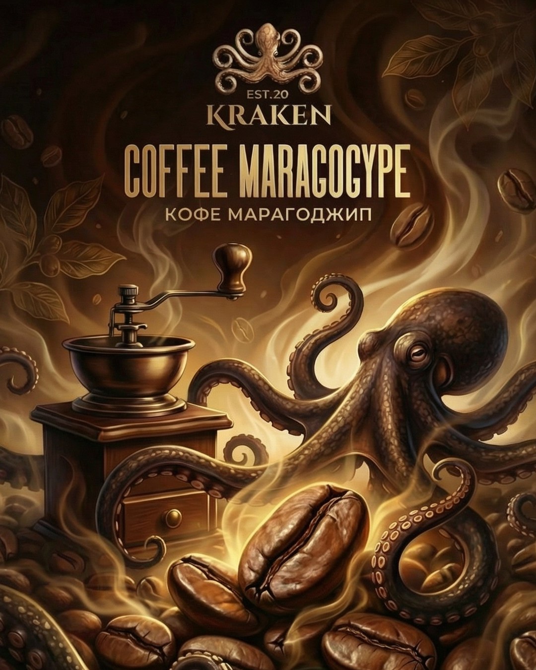 картинка Табак Kraken Medium - Никарагуанский Кофе Марагоджип 250 гр. от магазина BigSmoke