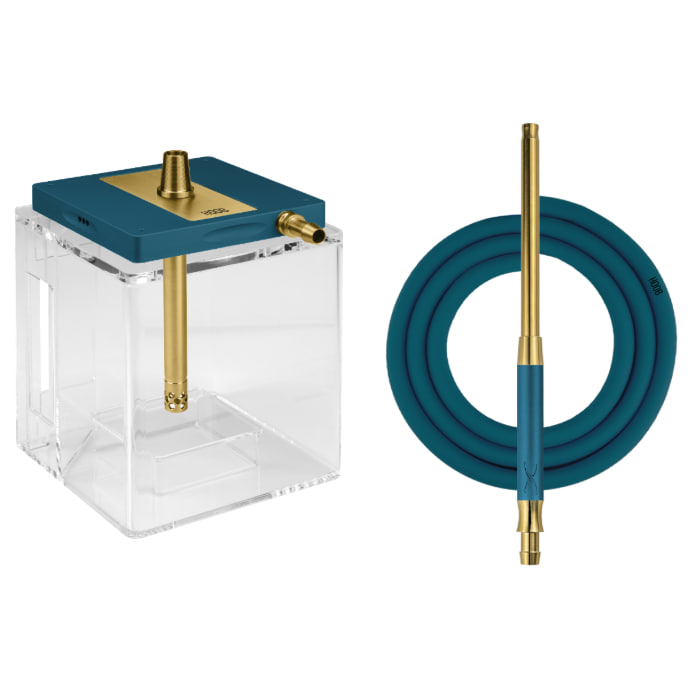 картинка Кальян HOOB - Atom Marine Blue/Gold + Колба Hoob Cube от магазина BigSmoke